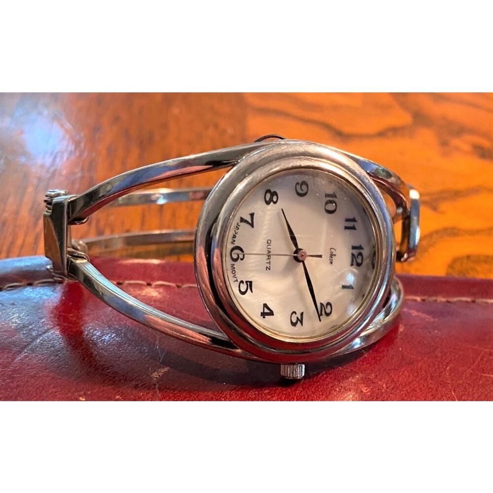 Women's 32mm Silver Tone Collezio Watch, MOP Face, Bangle Style